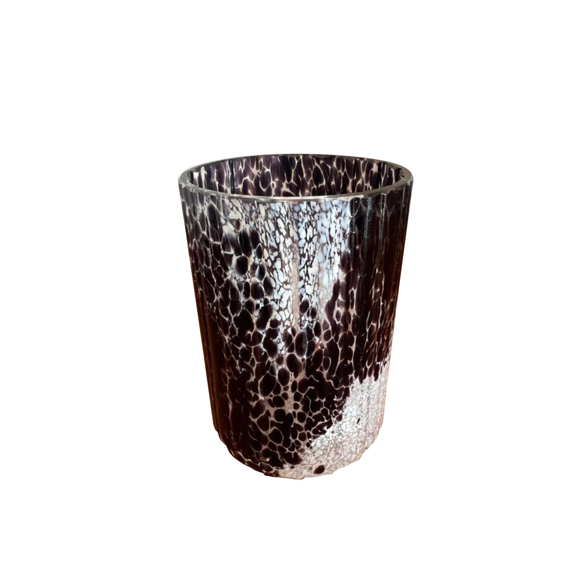 Murano_glasses set_of 12 crackle_brown_white Stories_of_Italy