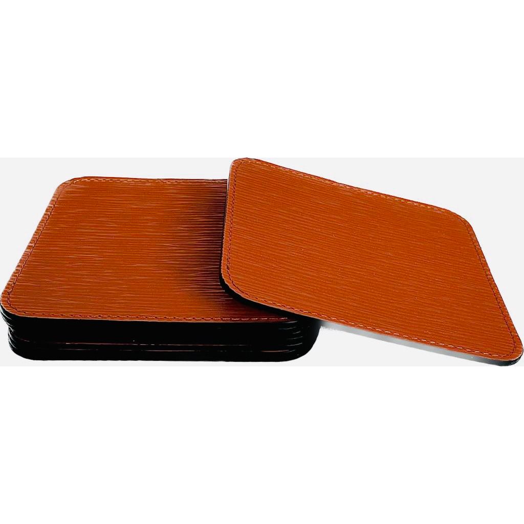 Pinetti leather coasters square in orange / set of 8 pieces