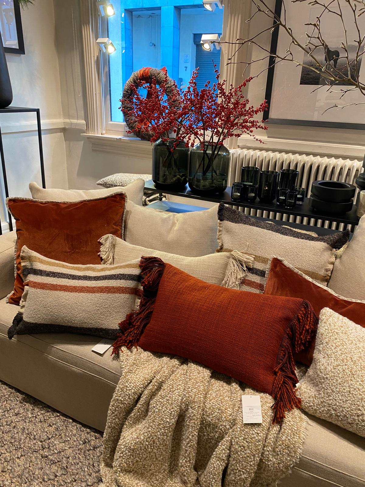 Scapa Home sofa setting with Zadar, Gilford and Luton cushions