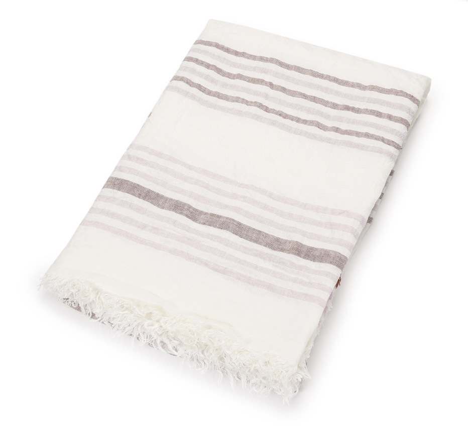 Scapa Home plaid/strandlaken ‘Capri' in multi-streep roze en bordeaux